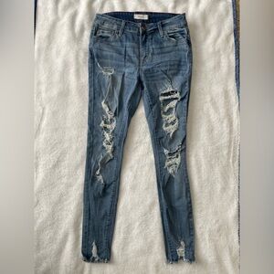 Cello Women's Ripped Skinny Jeans in Classic Blue